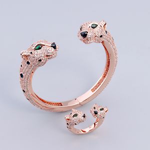 Bracelets ouverts pour femmes léopard à double extrémité en argent et or, bijoux de styliste pour hommes de haute qualité, unisexe, mode diamant, fête de noël, cadeaux de mariage, vente d'anniversaire