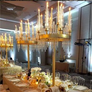 Zilver/gouden bloemen vazen kaarsenhouders weg lood tafel middelpunt metalen standaard pilaar kandelaar voor bruiloft candelabra