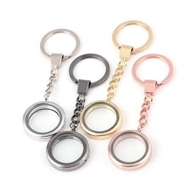 Zilvergoud Openbaar zwevende mededeksleutelringen Houders Round Lockets Hangers Keychain Diy Fashion Jewelry Will en Sandy