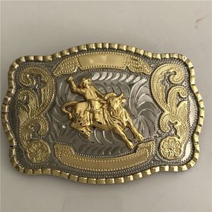 Hebilla de cinturón de vaquero de toro de paseo en oro plateado para hombres Hebillas Cinturon Jeans cinturón cabeza ajuste 4 cm de ancho Belts279I