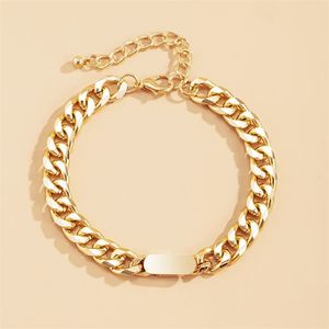 zilvergouden koppel gepersonaliseerde enkele armband manchet armband één woord link ketting liefde ontwerper horloges vrouwen ingel dikke ketting metalen punk vierkante kaart gesp armband