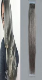 Extensions de cheveux gris argenté ruban dans les extensions de cheveux humains 12quot 14quot 16quot 18quot 20quot 22quot 24quot 26quot 9365598