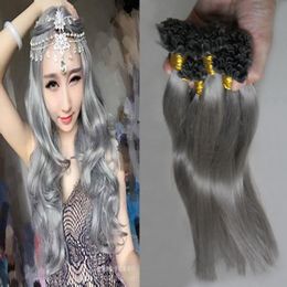 Silver Grey Nail U Pointe Extensions de Cheveux 100g vierge brésilienne droite extensions de cheveux humains