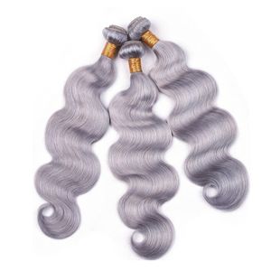 Zilvergrijs Braziliaanse Body Wave Menselijk Remy Virgin Haar Weeft 100g/bundel Dubbele Inslagen 3 Bundels/lot