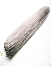 Zilvergrijze Braziliaanse haarextensies met microringlus 100 g microlink human hair extensions Rechte haarextensies met microkralen 108845449