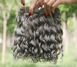 Extensions de cheveux humains bouclés profonds gris argenté Tissages de cheveux humains brésiliens gris Extensions bouclées de vague profonde grise 3pcs / lot nouvelle arrivée à vendre