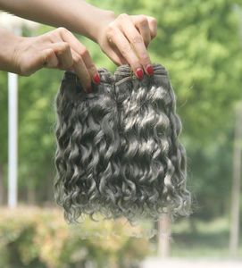 Zilvergrijs Diepe Golf Extensions van echt haar 3 stuks veel Pure Kleur Grijs Braziliaans 9A Maagdelijk menselijk haar weeft 3 bundels Aanbiedingen voor Blac7661729