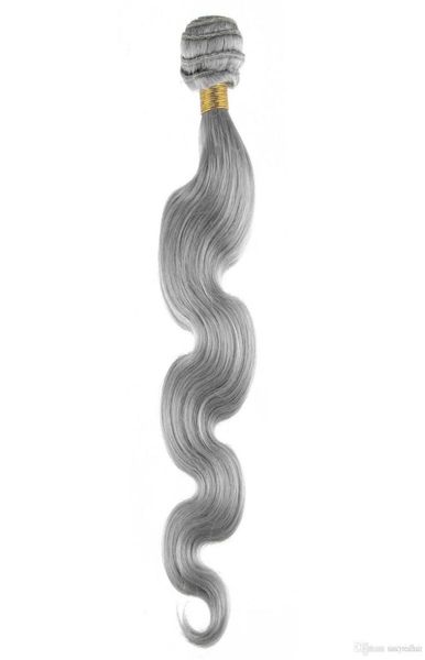 Extensiones de cabello gris plateado 100g pieza tejido de cabello humano onda del cuerpo brasileño gris rubio marrón vierge extensión de cabello 3097824