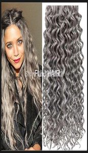Extensions de cheveux gris argenté 1 PCSLOT armure de cheveux gris humains 100G extension de cheveux gris vierges bouclés profonds brésiliens 2284044