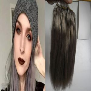 Extension de cheveux Remy avec anneau Micro boucle gris argent, cheveux vierges gris, maillons Micro perles, Extension de cheveux faite à la Machine, 100 g/pièce