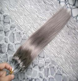 Extensions de cheveux micro anneau gris argenté 100g extensions de cheveux humains micro lien extensions de cheveux brésiliens droits micro perles 100s8513610
