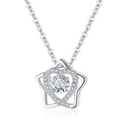 Zilveren hexagram ster van David Crystal Heart hanger ketting voor moeder CZ Rhinestone Lucky Love Heart Choke Mother Day sieraden Gift vrouwen meisjes