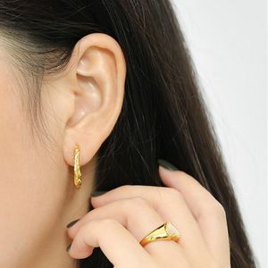 Zilveren Hoop Oorbellen 925 Sterling Zilveren Tinfoil Grain Earing for Women Original 18K Golds Simple Style Sieraden