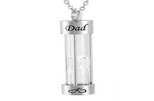 Zilveren zandloper Glass Cremation Urn Kettingen voor Ashes Memorial Keepsake Pendant voor papa mama Husband2255712