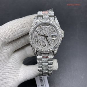 Montre pour hommes en argent glacé CZ diamant montre en acier inoxydable incrustée à la main montre en diamant Style Hip Hop Rap montres automatiques en diamant