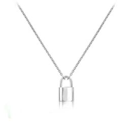 Zilveren sieraden slotvormige hoepel kettingen voor vrouwen Fashion Gift Three Colors