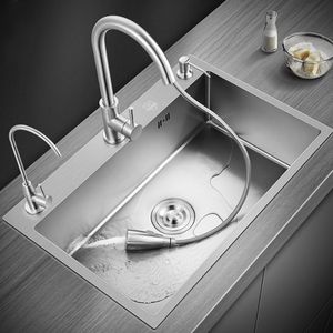 Silver Kitchen Sink 304 Stainless Steel sinks Above Counter or Undermount Installation Single Basin Bar Sink Washing Basin