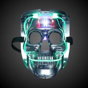 Plata Light Up LED Skillon Skull Rave Mask Halloween Cosplay Disfraz Party