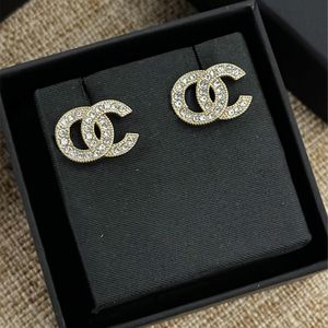 Boucles d'oreilles en argent de marque de luxe classique C lettre boucles d'oreilles rondes en diamant fête de mariage (B0012)