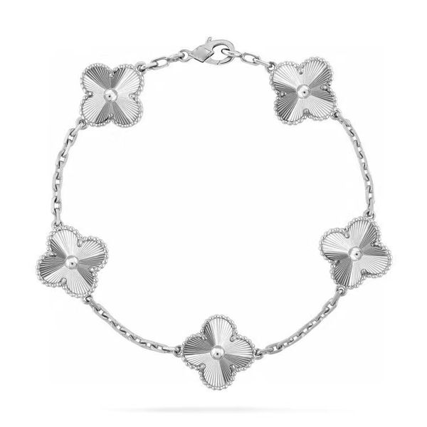 Argent luxe trèfle designer bracelet charme bracelet amour cinq feuilles fleurs tennis bracelets rétro vintage bracelets bijoux pour femmes