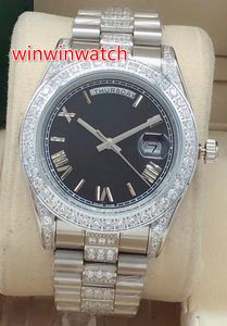 Relojes de pulsera de diamantes de plata para hombres Reloj de acero inoxidable con banda de diamantes de fila media Reloj automático de alta calidad de 41 mm para HOMBRES