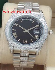 Silver Men039S Diamond Watch Watches Band de diamantes Middle Diamond Watch de acero inoxidable de alta calidad Relojes Automatic Men Watches7456379