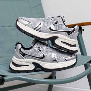 Zilveren gaas dikke bodem sneakers dames lente en herfst nieuwe Amerikaanse retro casual schoenen 050224-11111111