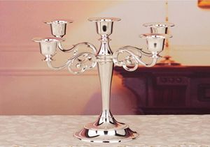 Silver Metal Candlersrs 5arms Candle stand 27cm de haut de mariage Candlelabra Candle Stick5566827