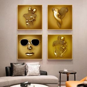 Zilveren Metalen Figuur Standbeeld Canvas Schilderij Romantische Minnaar Sculptuur Poster Wall Art Foto voor Woonkamer Home Decor Print Cuadr2643