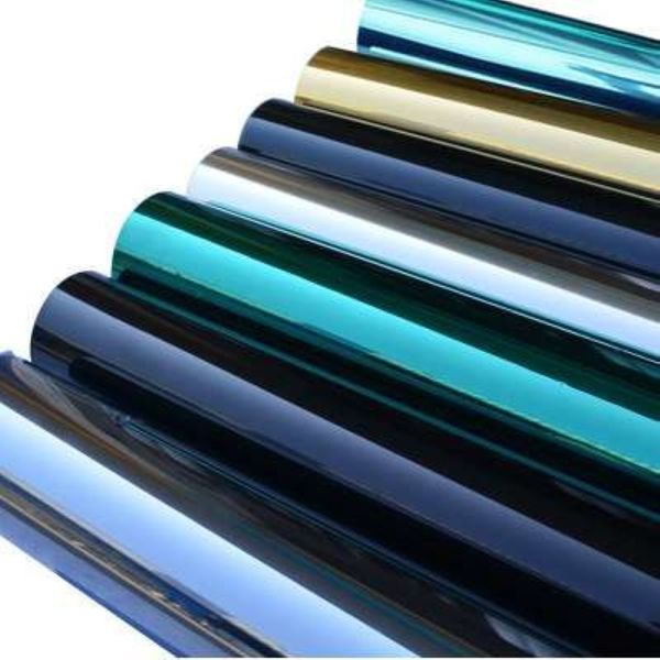 Film d'isolation pour fenêtre miroir argenté, teinte solaire, autocollants réfléchissants UV, décoration de confidentialité unidirectionnelle pour verre vert bleu noir 256g