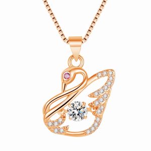 Collier en argent pour femme, bijoux à la mode, pendentif cygne en cristal Zircon de haute qualité