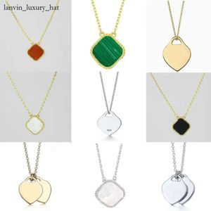 Zilveren ketting Gouden ketting tiffancy ketting Dames klaver sieraden Ontwerper hanger kettingen Rose goud dubbel hart Aangepaste ketting Luxe sieraden voor cadeau