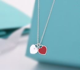 Zilveren ketting met dubbele harten Designer Accessoires Groothandel Hartvormige roestvrijstalen Double Heart Sieraden Kerstdames Luxe vrouwen Paarhanger