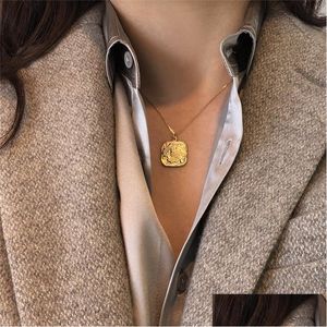 Argent Nouveau Simple 100 Pur 925 Sterling Sier Géométrique Carré Pendentif Colliers Pour Femmes Hommes Beaux Bijoux Livraison Directe Dhvxq