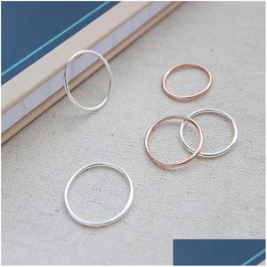 Zilver Nieuwe Eenvoudige 925 Sterling Sier Ring Voor Vrouwen 1.2Mm Dikte Knuckle Meisjes Vinger Fijne Sieraden Aneis Drop Levering Dhacj