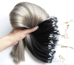 Silver Ombre Micro Loop Ring Haarextensies 300 g 1GS 300S Grijs Remy Micro Bead Hair Extensions T1BGrey Micro Link Human Hair EX9765546