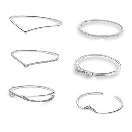 Zilveren open armband diamant diy fit pandora stijl sieraden armband boog kroon vrouwen cadeau