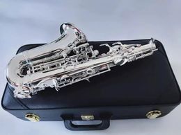 Zilveren originele 901 één-op-één structuur B-sleutel professionele gebogen sopraansaxofoon geheel zilveren jazzinstrument saxo sopraan 00