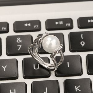Silver Pearl Cluster Ring verlovingsringen voor vrouwen mannen grote diamant designer sieraden trouwring feestje verjaardag valentijnsdag belofte verlovingsgeschenken cool