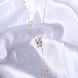 Collier pendentif en argent couple d'or en argent personnalisé bracelet à chaîne croisée tissé à la main long collier de perles d'imitation Love Designer mi-long à la mode 01