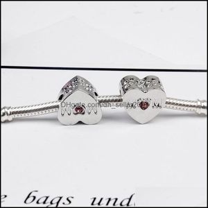 Zilverroze kubieke zirkon openwork mom charm kralen passen pandora armband mode sieraden groothandel accessoire 864 r2 drop levering 2021 d dhsio