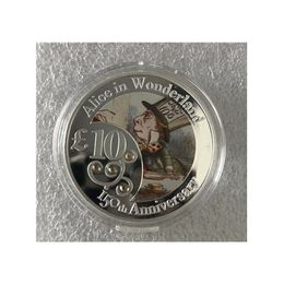 Geschenk van verzilverd 150e verjaardag 10 Alice in Wonderland Vanuatu Commemorative Coins Collectibles Coin Collection Challenge.cx