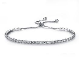 Pulseras chapadas en plata, cadena de cristal de diamante completa, pulsera con diamantes de imitación, regalo para mujer BR0028801233
