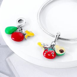 Verzilde charmes Food Fruit Avocado kralen passen originele Pandora armband hangend bende diy voor vrouwen fijne sieraden charme cadeau
