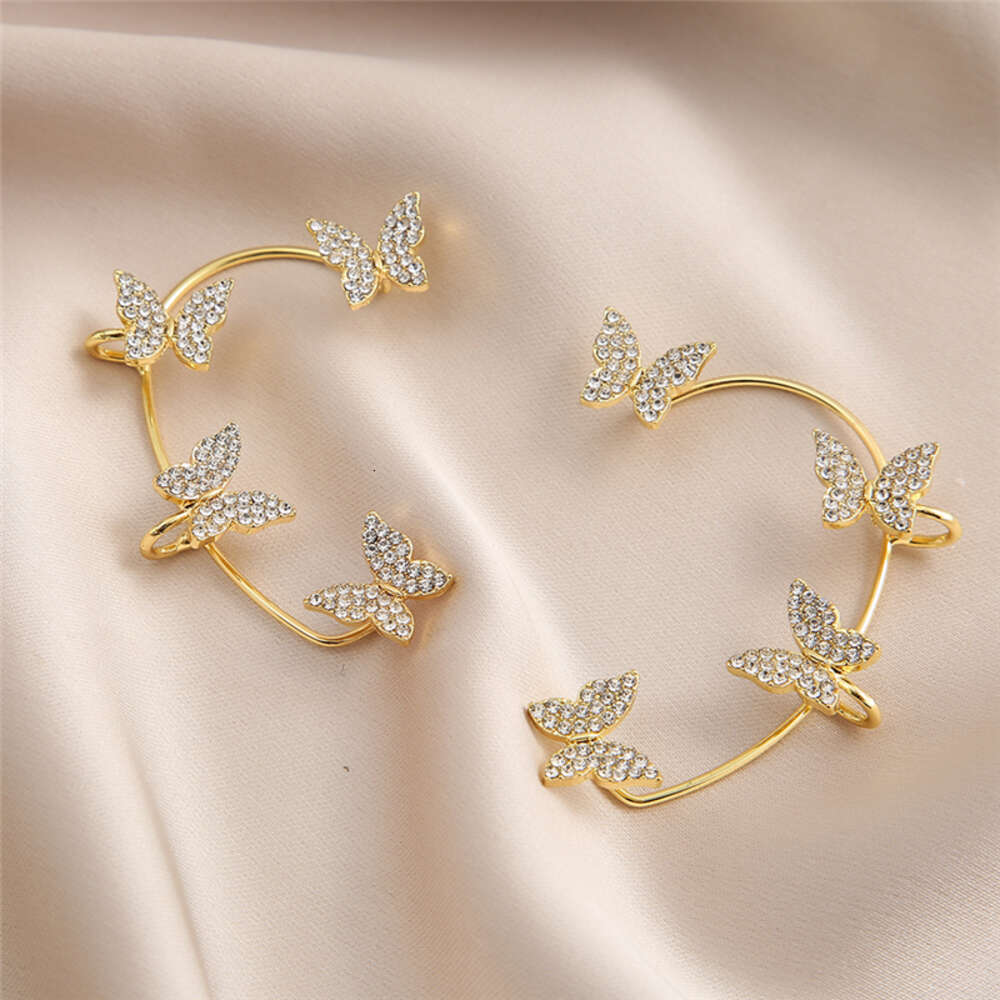 Silver Plated Metal Leaf Butterfly Clip Earrings for Women Ear Clips Without Piercing Sparkling Zircon Ear Cuff Fashion Jewelry 2024 Hot Selling Designer Brands