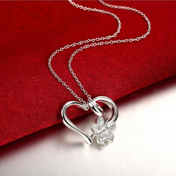 Pendant argent Pendant 925 Fashion Silver Jewelry Butterfly Heart Pendants Collier For Women Men Chain G995190Z