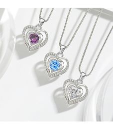 Pendentif plaqué argent en forme de coeur océan coeur plein diamant collier Zircon collier femme DHL livraison gratuite