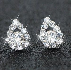 Pendientes de diamantes de imitación chapados en plata Joyería nupcial Pendientes de boda Joyería de fiesta de noche Mujeres Prom Estrella antialérgica de Corea del Sur