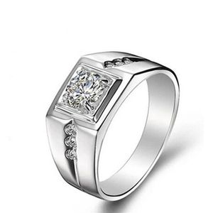 Bague plaquée argent pour homme, mariage, anniversaire, cadeau pour petit ami258v