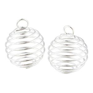 Cages de perles en spirale plaquées argent, breloques, pendentifs, résultats 9x13mm, fabrication de bijoux DIY276b